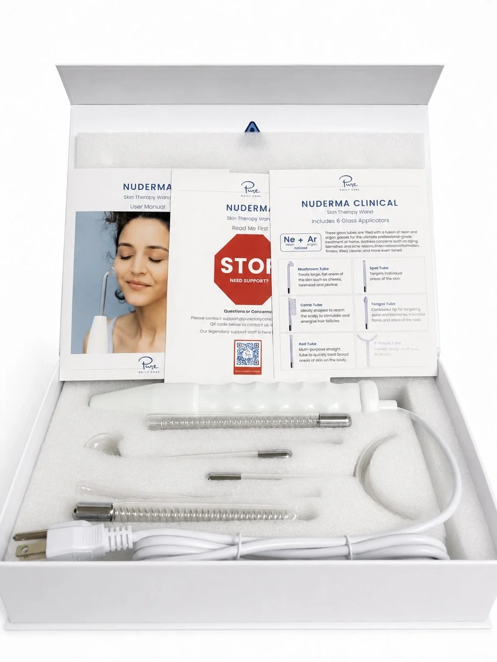 Pure Daily Care NuDerma Clinical Wand Set with 6 Fusion Applicators NEW SEALED